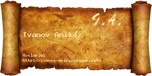 Ivanov Anikó névjegykártya